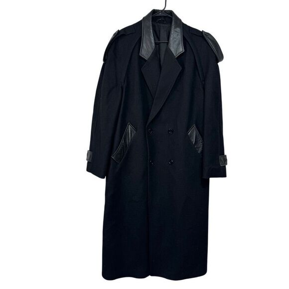 American Male Men’s Coat sz XL Heavy Wool Leather Overcoat
